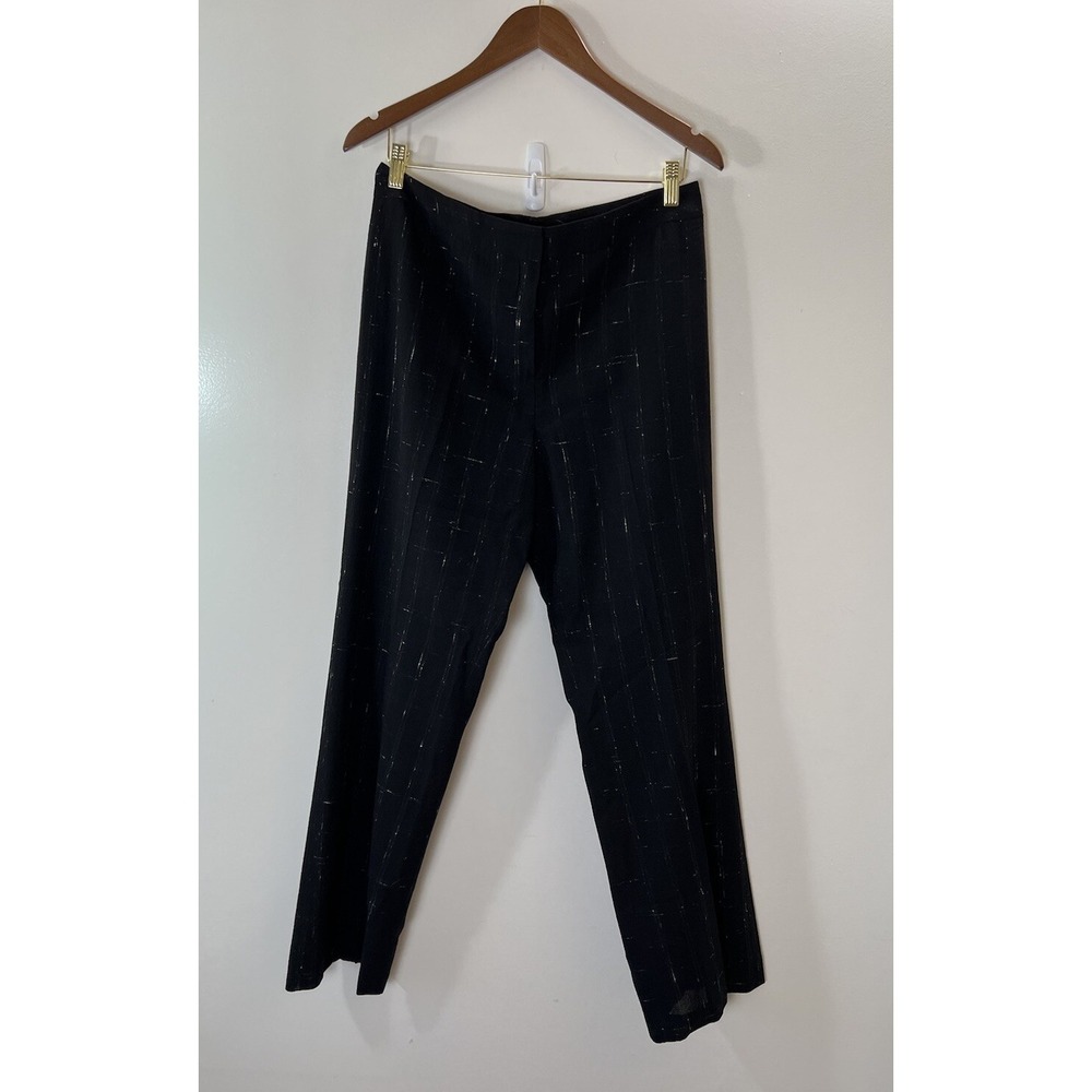 Lafayette 148 Women's Wool Silk Pants Size M 10 Black White Minimalist Business